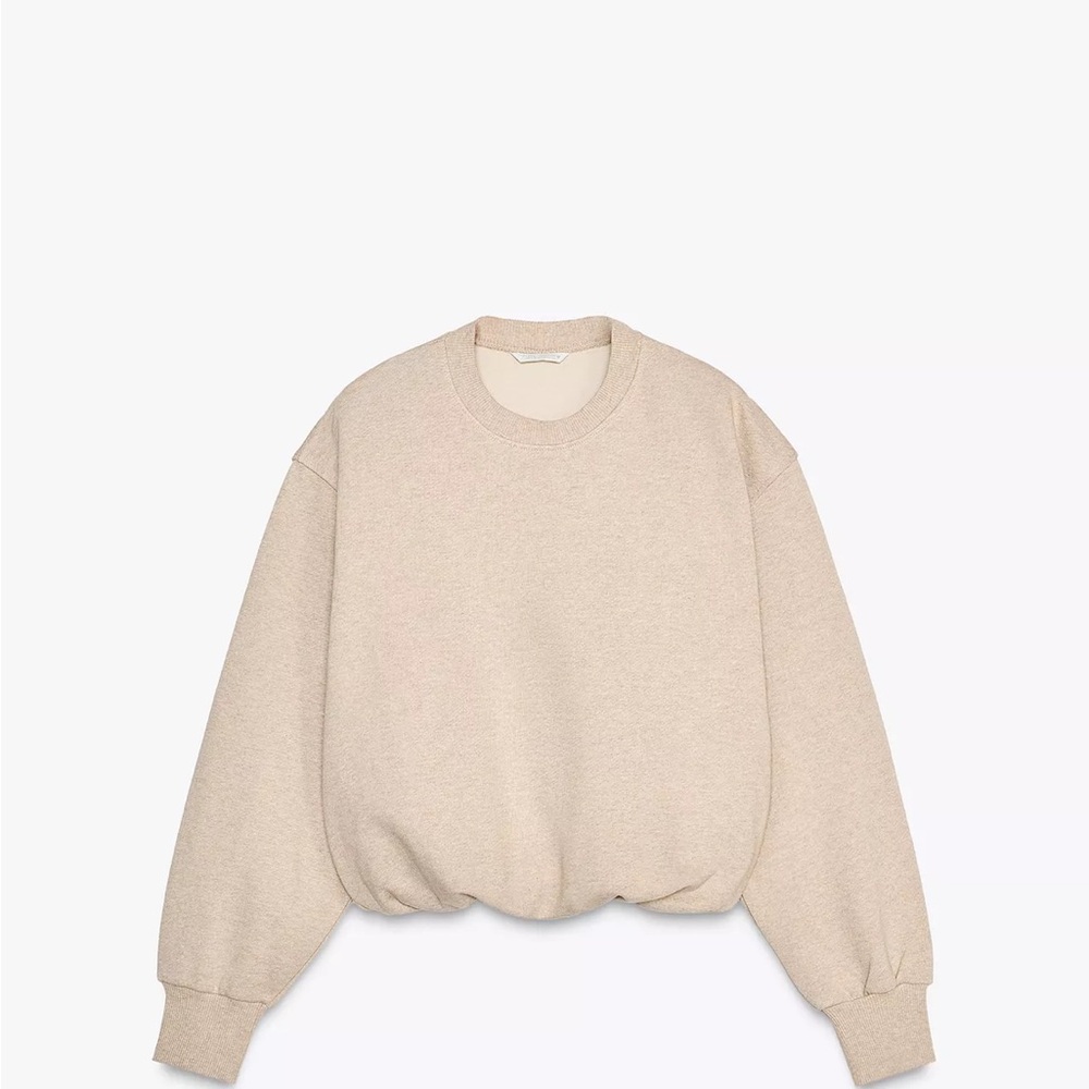 Zara Cream balloon cropped sweatshirt, size S